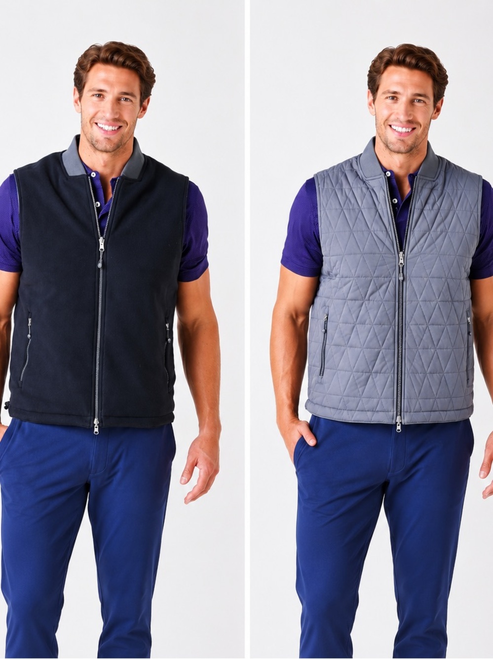 Peter Millar Thermal Block Reversible Vest Black Gray Size Medium Golf Preppy